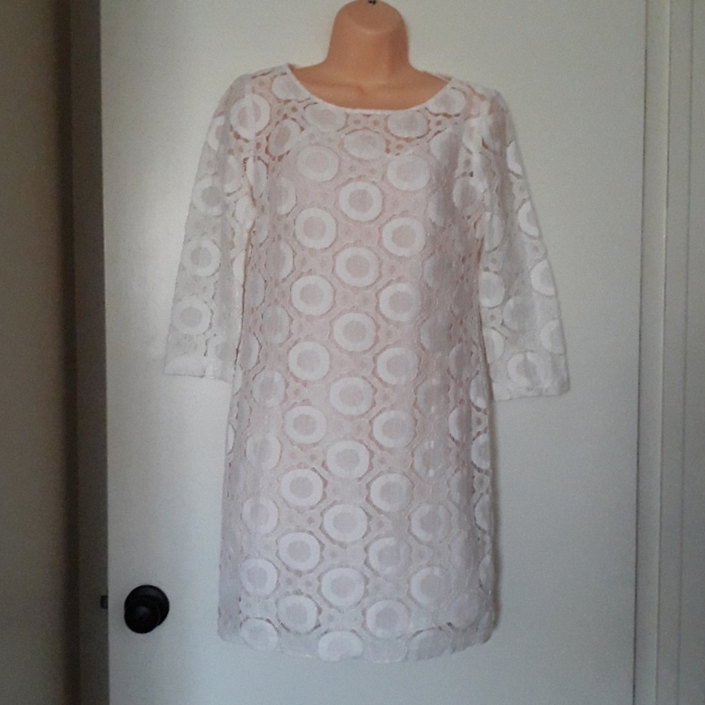 TRINA TURK NWOT White Lace Shift Size 6 Dress Made in USA